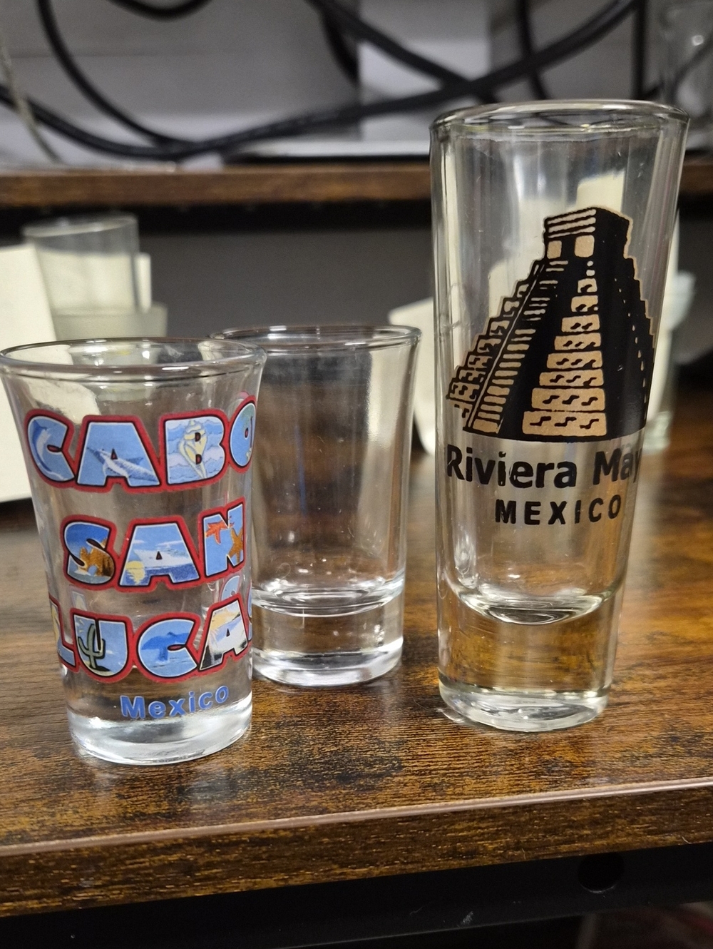 Riviera Maya Mexico Clear Shot Glass with Black Graphic